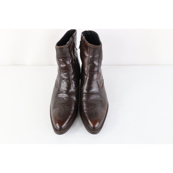 Vtg 70s Streetwear Mens 10 EW Tribal Leather Side Zip Chelsea Boots Brown USA